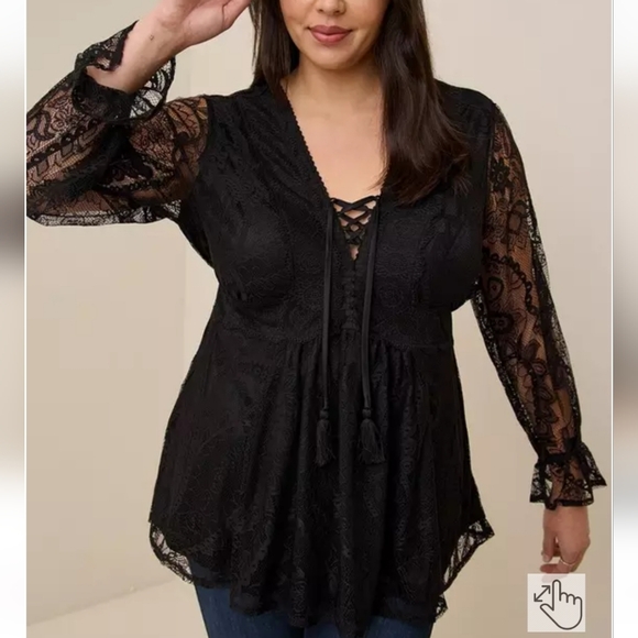 torrid Tops - Torrid Babydoll Lace Top Black Size 5